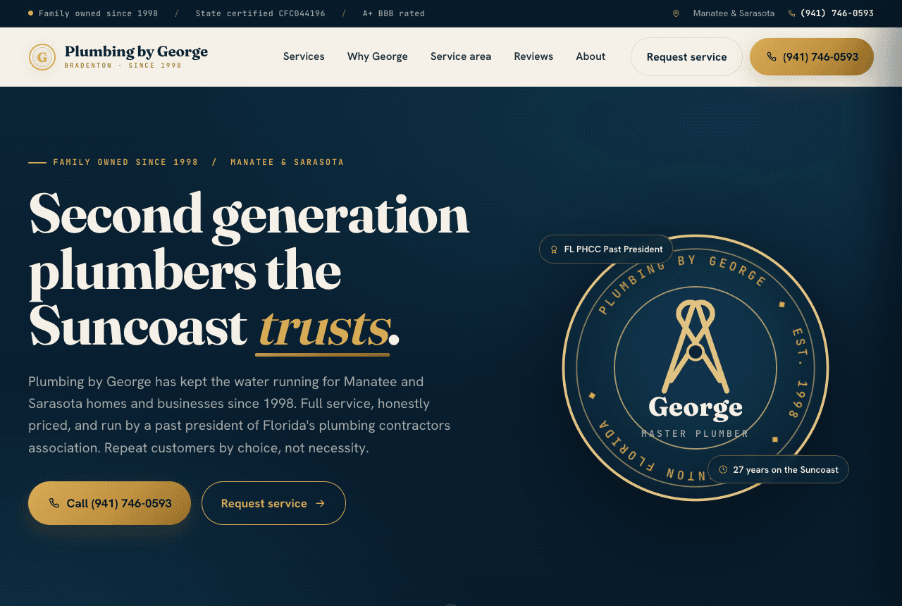 Plumbing by George website by Praxima Labs